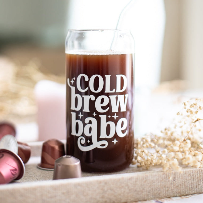 16oz Glass Can Tumbler - Cold Brew Babe