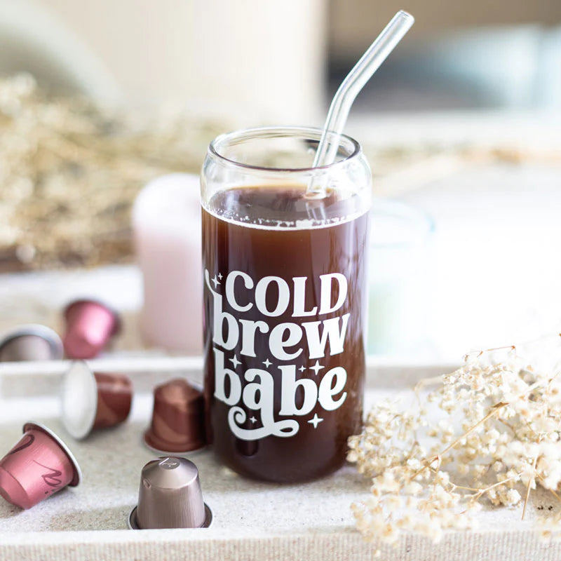 16oz Glass Can Tumbler - Cold Brew Babe